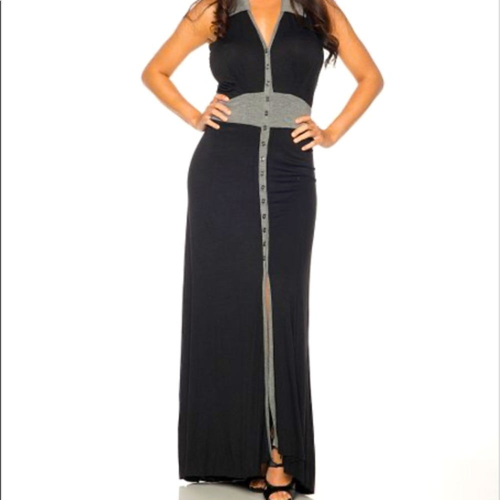 Rhonda Shear button front maxi dress
